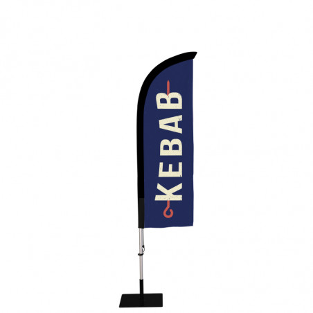 Beach flag Prêt à imprimer "Kebab" (kit avec platine carrée) 2,3 m - Modèle 2 MACAP