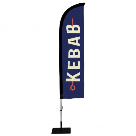 Beach flag Prêt à imprimer "Kebab" (kit avec platine carrée) 2,8 m - Modèle 2 MACAP