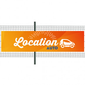 Banderole Prête à imprimer "Location Auto" (fixation oeillets) 100x400 cm - Modèle 1 MACAP