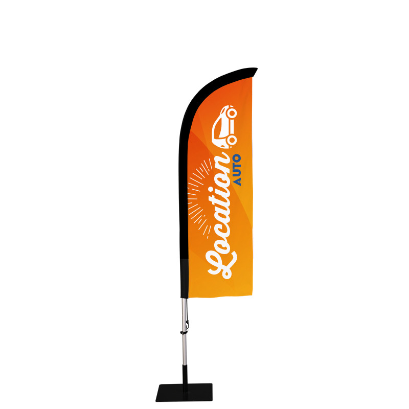 Beach flag Prêt à imprimer "Location Auto" (kit avec platine carrée) 2,3 m - Modèle 1 MACAP