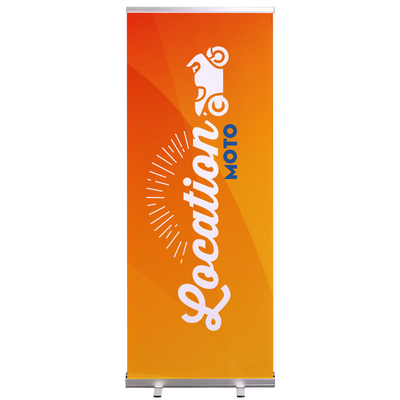 Roll-up Prêt à imprimer "Location Moto" (avec housse de transport) 80x200 cm - Modèle 1 MACAP