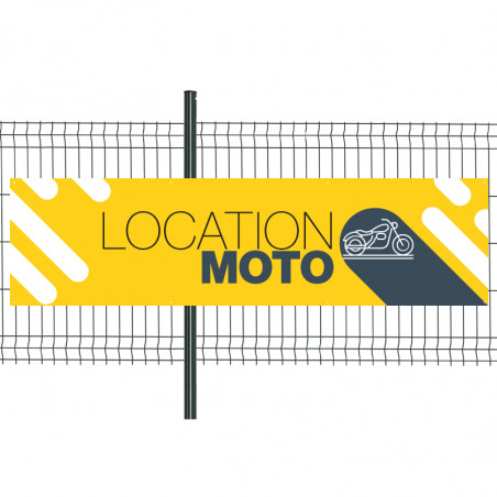 Banderole Prête à imprimer "Location Moto" (fixation oeillets) 80x300 cm - Modèle 2 MACAP