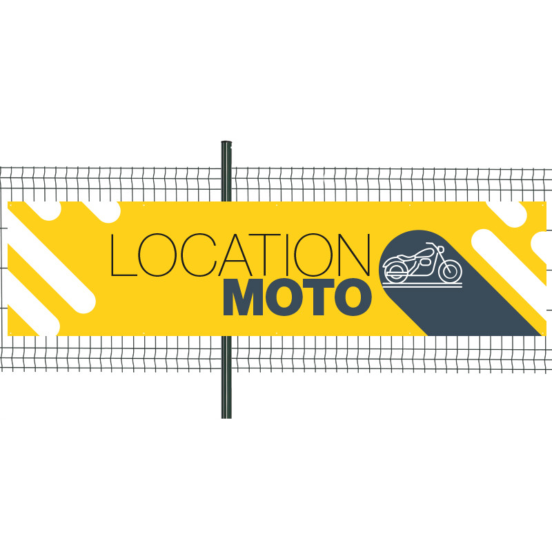 Banderole Prête à imprimer "Location Moto" (fixation oeillets) 100x400 cm - Modèle 2 MACAP