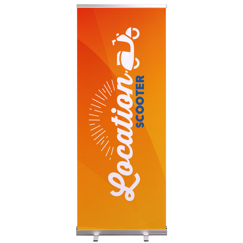 Roll-up Prêt à imprimer "Location Scooter" (avec housse de transport) 80x200 cm - Modèle 1 MACAP