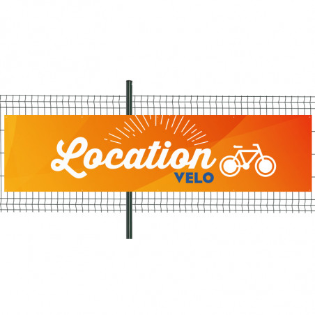 Banderole Prête à imprimer "Location Vélo" (fixation oeillets) 100x400 cm - Modèle 1 MACAP