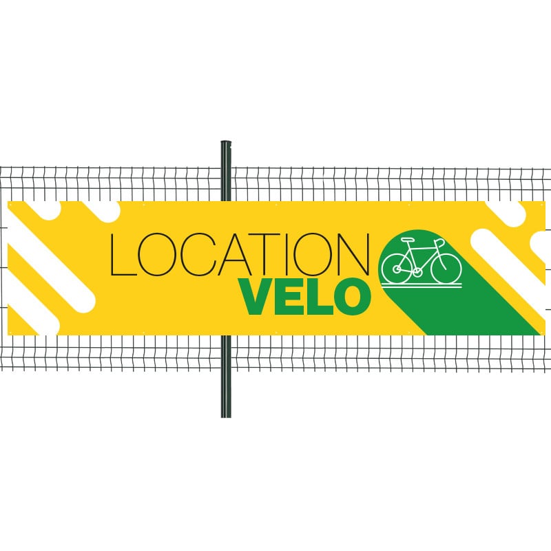 Banderole Prête à imprimer "Location Vélo" (fixation oeillets) 100x400 cm - Modèle 2 MACAP
