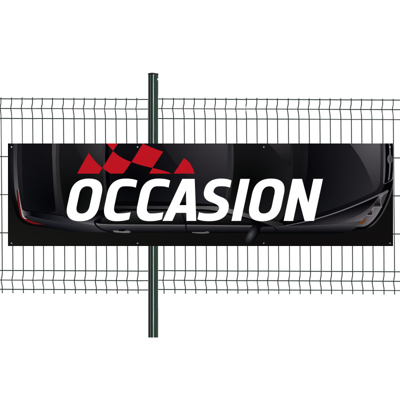 Banderole Prête à imprimer "Occasion" (fixation oeillets) 80x300 cm - Modèle 1 MACAP