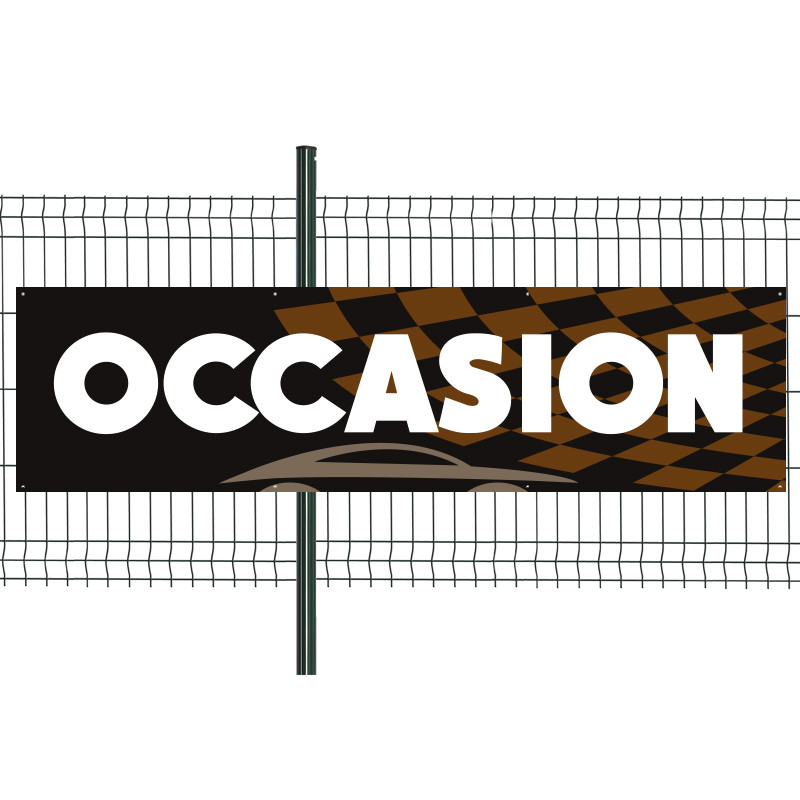 Banderole Prête à imprimer "Occasion" (fixation oeillets) 80x300 cm - Modèle 2 MACAP
