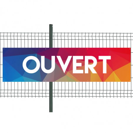 Banderole Prête à imprimer "Ouvert" (fixation oeillets) 80x300 cm - Modèle 1 MACAP