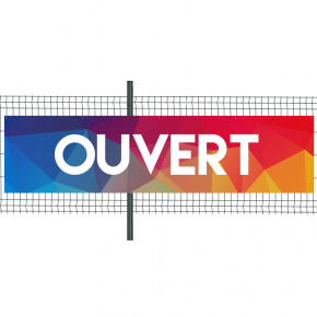 Banderole Prête à imprimer "Ouvert" (fixation oeillets) 100x400 cm - Modèle 1 MACAP