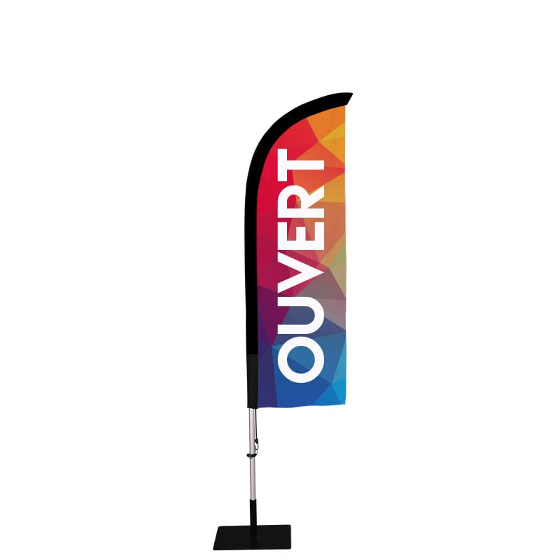 Beach flag Prêt à imprimer "Ouvert" (kit avec platine carrée) 2,3 m - Modèle 1 MACAP
