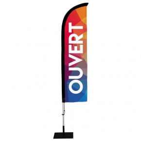 Beach flag Prêt à imprimer "Ouvert" (kit avec platine carrée) 2,8 m - Modèle 1 MACAP
