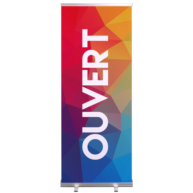 Roll-up Prêt à imprimer "Ouvert" (avec housse de transport) 80x200 cm - Modèle 1 MACAP