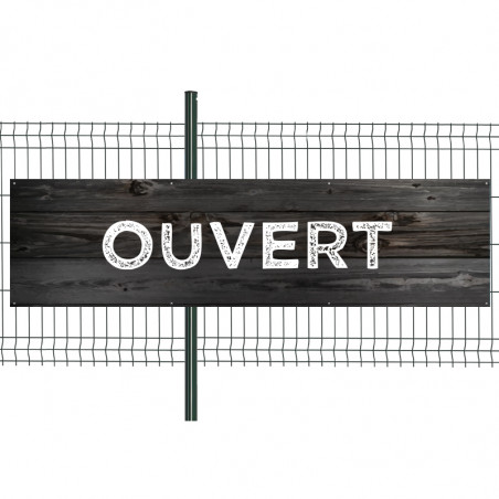 Banderole Prête à imprimer "Ouvert" (fixation oeillets) 80x300 cm - Modèle 2 MACAP