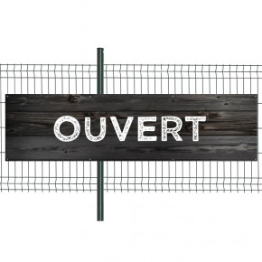 Banderole Prête à imprimer "Ouvert" (fixation oeillets) 80x300 cm - Modèle 2 MACAP