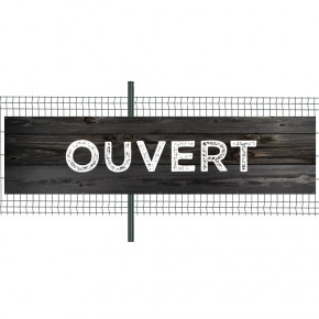 Banderole Prête à imprimer "Ouvert" (fixation oeillets) 100x400 cm - Modèle 2 MACAP