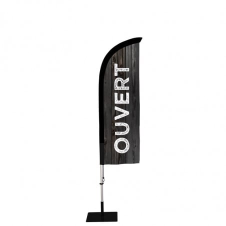 Beach flag Prêt à imprimer "Ouvert" (kit avec platine carrée) 2,3 m - Modèle 2 MACAP