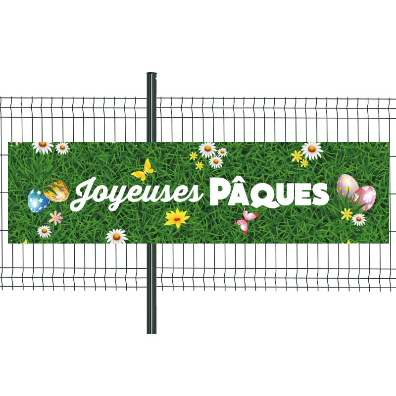 Banderole Prête à imprimer "Pâques" (fixation oeillets) 80x300 cm - Modèle 2 MACAP