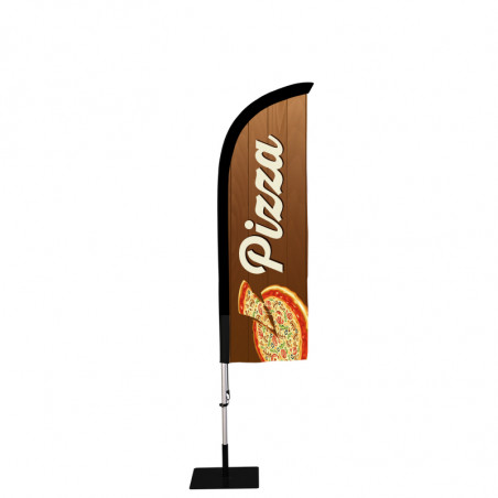 Beach flag Prêt à imprimer "Pizza" (kit avec platine carrée) 2,3 m - Modèle 1 MACAP