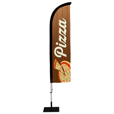 Beach flag Oriflamme classique 2,8 m Visuel "Pizza"- Modèle 1