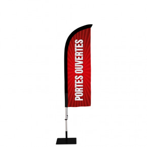 Beach flag Prêt à imprimer "Portes ouvertes" (kit avec platine carrée) 2,3 m - Modèle 1 MACAP