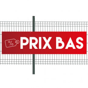 Banderole Prête à imprimer "Prix bas" (fixation oeillets) 80x300 cm - Modèle 2 MACAP