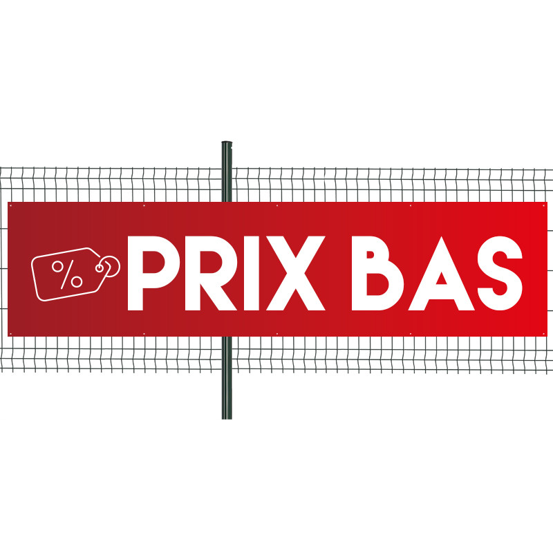 Banderole Prête à imprimer "Prix bas" (fixation oeillets) 100x400 cm - Modèle 2 MACAP