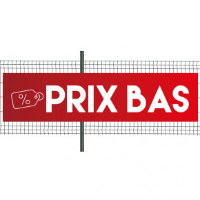 Banderole Prête à imprimer "Prix bas" (fixation oeillets) 100x400 cm - Modèle 2 MACAP