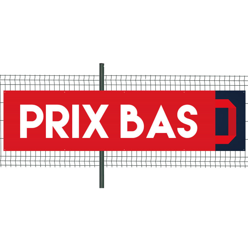 Banderole Prête à imprimer "Prix bas" (fixation oeillets) 100x400 cm - Modèle 1 MACAP