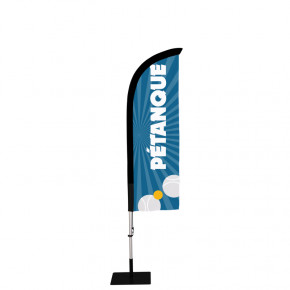 Beach flag Prêt à imprimer "Pétanque" (kit avec platine carrée) 2,3 m - Modèle 1 MACAP