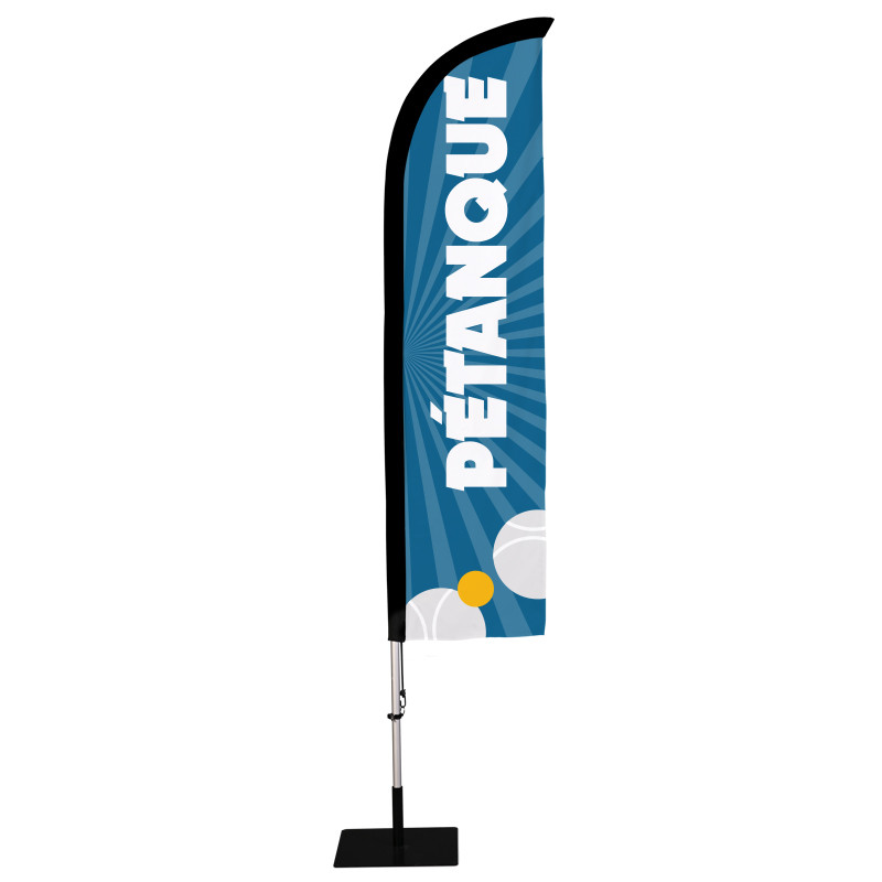 Beach flag Prêt à imprimer "Pétanque" (kit avec platine carrée) 2,8 m - Modèle 2 MACAP