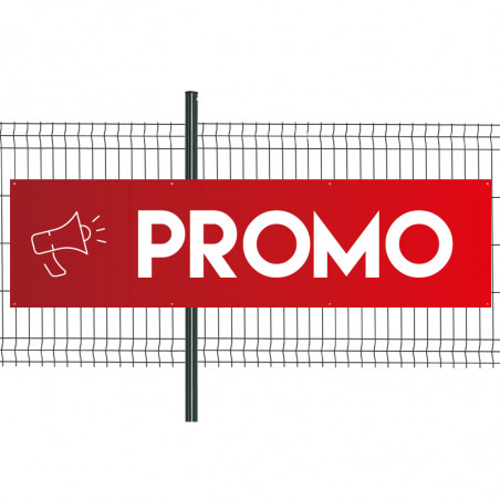 Banderole Prête à imprimer "Promo" (fixation oeillets) 80x300 cm - Modèle 2 MACAP