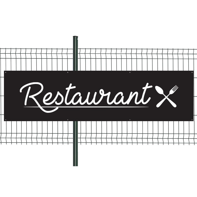 Banderole Prête à imprimer "Restaurant" (fixation oeillets) 80x300 cm - Modèle 1 MACAP