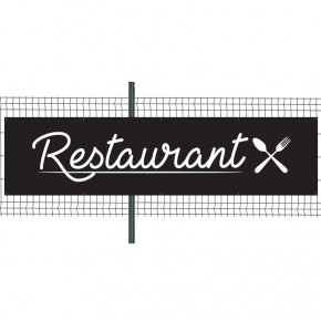 Banderole Prête à imprimer "Restaurant" (fixation oeillets) 100x400 cm - Modèle 1 MACAP