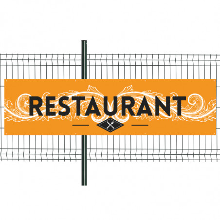 Banderole Prête à imprimer "Restaurant" (fixation oeillets) 80x300 cm - Modèle 2 MACAP