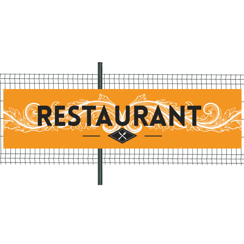 Banderole Prête à imprimer "Restaurant" (fixation oeillets) 100x400 cm - Modèle 2 MACAP