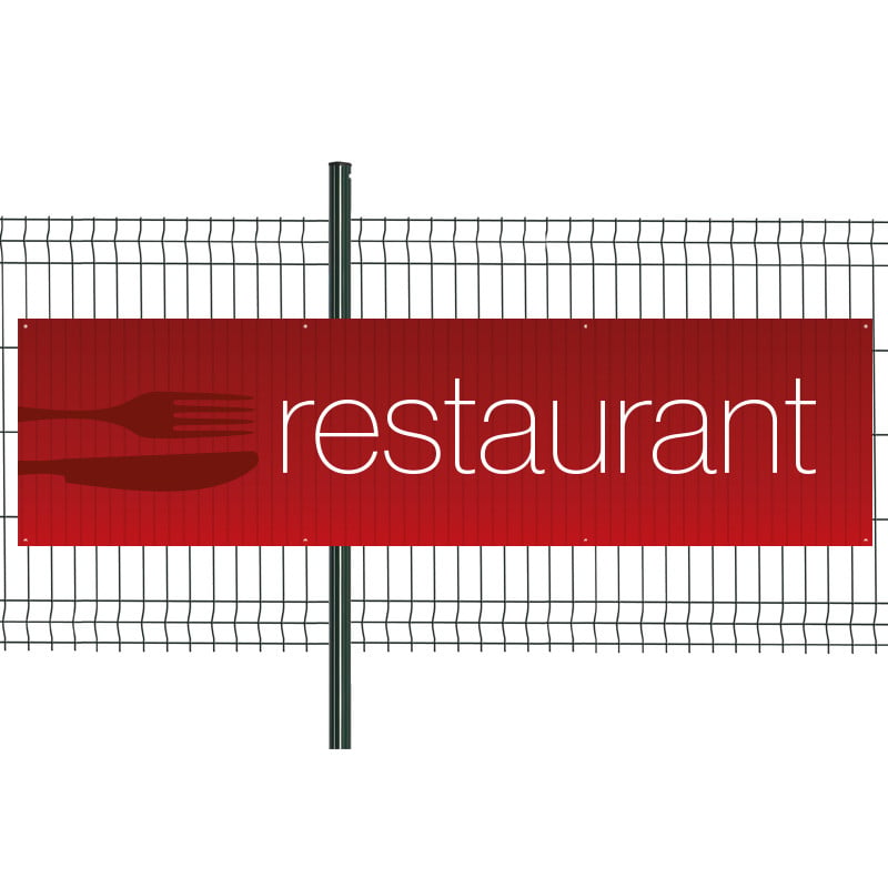 Banderole Prête à imprimer "Restaurant" (fixation oeillets) 80x300 cm - Modèle 3 MACAP