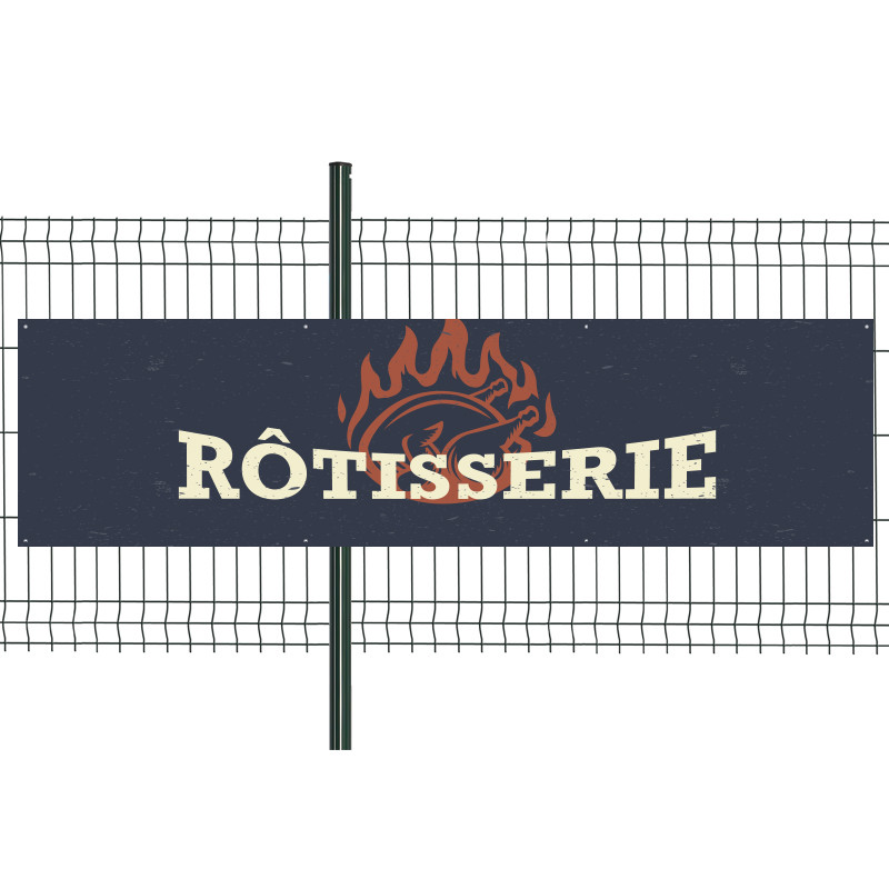 Banderole Prête à imprimer "Rôtisserie" (fixation oeillets) 80x300 cm - Modèle 1 MACAP