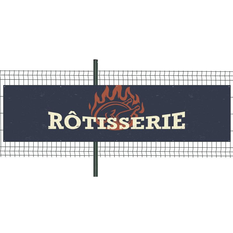 Banderole Prête à imprimer "Rôtisserie" (fixation oeillets) 100x400 cm - Modèle 1 MACAP