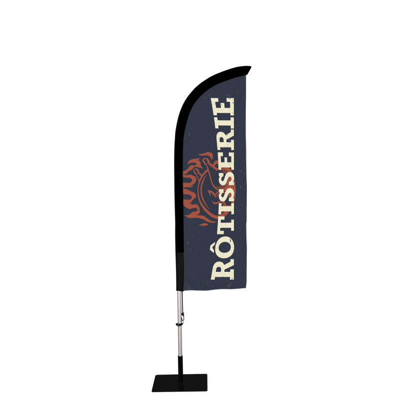 Beach flag Prêt à imprimer "Rôtisserie" (kit avec platine carrée) 2,3 m - Modèle 1 MACAP Beach flag Prêt à imprimer "Rôtisserie" (kit avec platine carrée) 2,3 m - Modèle 1 MACAP