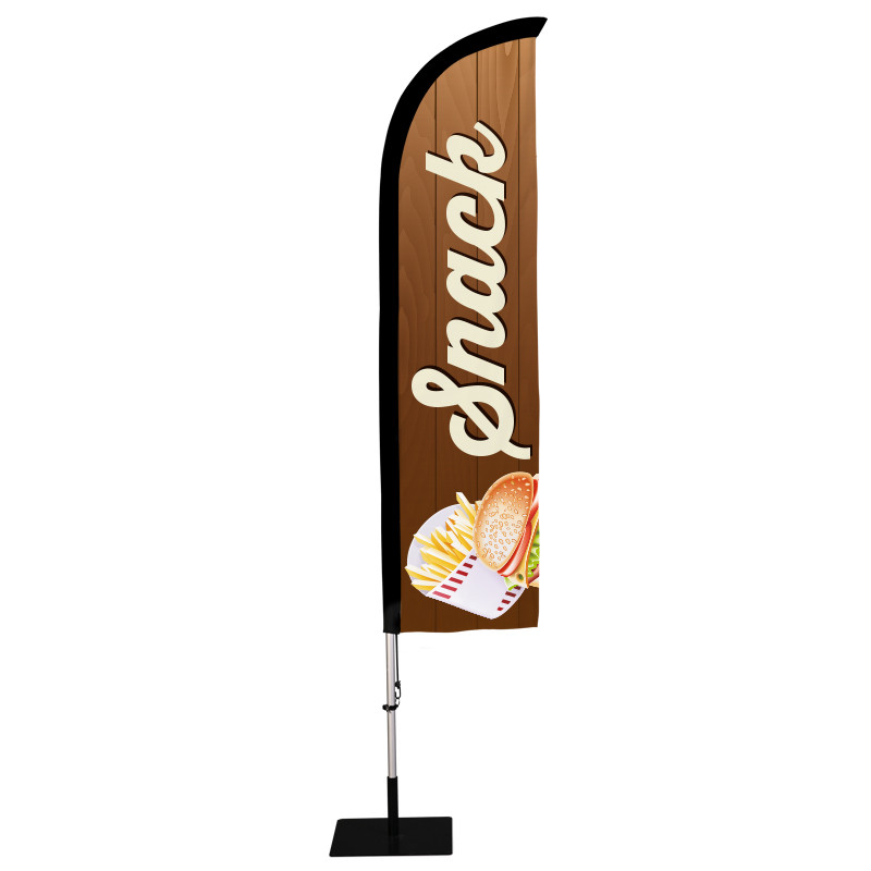 Beach flag Prêt à imprimer "Snack" (kit avec platine carrée) 2,8 m - Modèle 1 MACAP