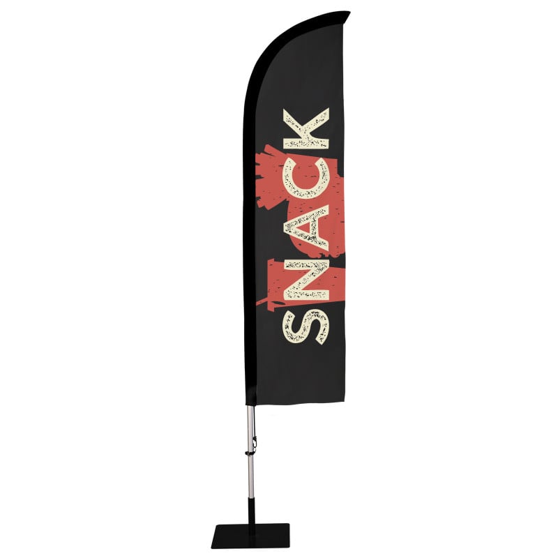 Beach flag Prêt à imprimer "Snack" (kit avec platine carrée) 2,8 m - Modèle 2 MACAP