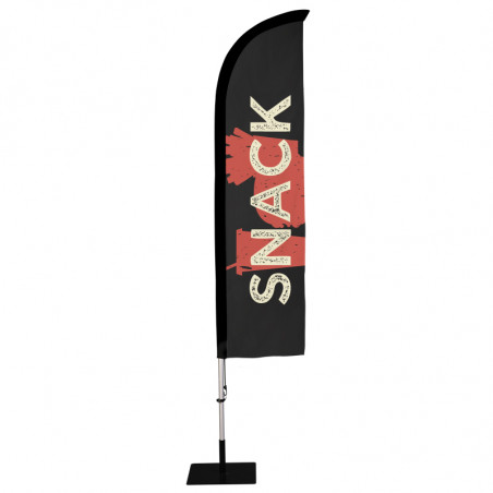 Beach flag Prêt à imprimer "Snack" (kit avec platine carrée) 2,8 m - Modèle 2 MACAP