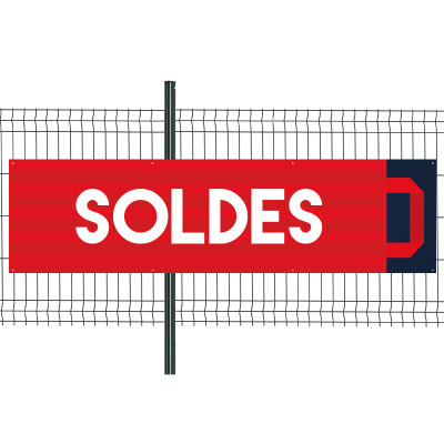 Banderole PVC Oeillets 80x300 cm PLV "Soldes"- Modèle 1