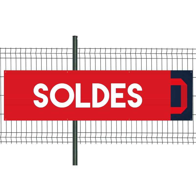 Banderole Prête à imprimer "Soldes" (fixation oeillets) 80x300 cm - Modèle 1 MACAP