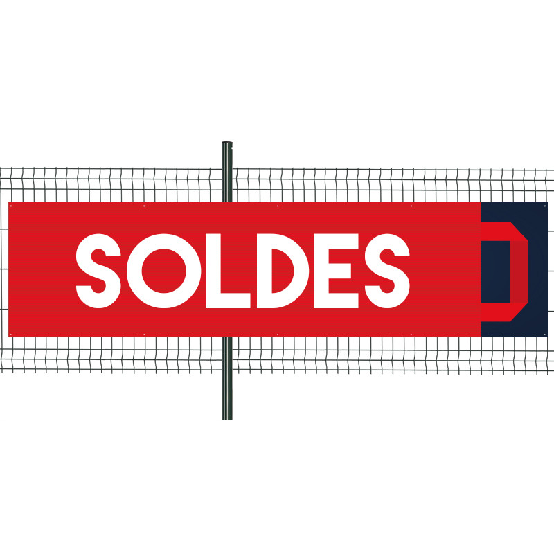 Banderole Prête à imprimer "Soldes" (fixation oeillets) 100x400 cm - Modèle 1 MACAP