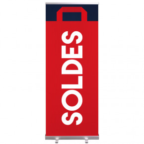 Roll-up Prêt à imprimer "Soldes" (avec housse de transport) 80x200 cm - housse avec étiquette - Modèle 1 MACAP