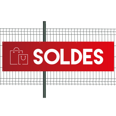 Banderole PVC Oeillets 80x300 cm PLV "Soldes"- Modèle 2