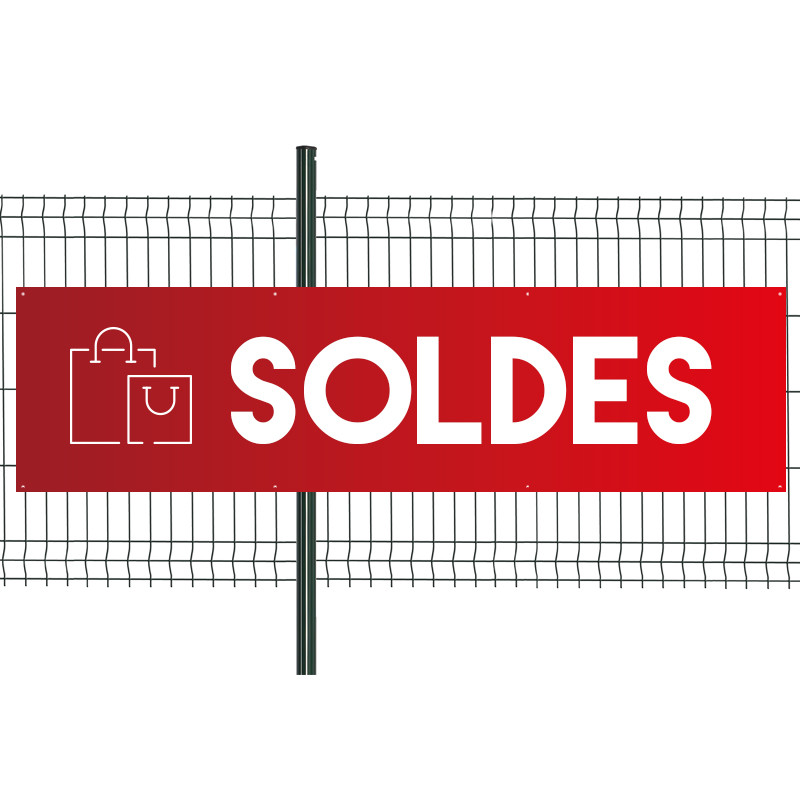 Banderole Prête à imprimer "Soldes" (fixation oeillets) 80x300 cm - Modèle 2 MACAP