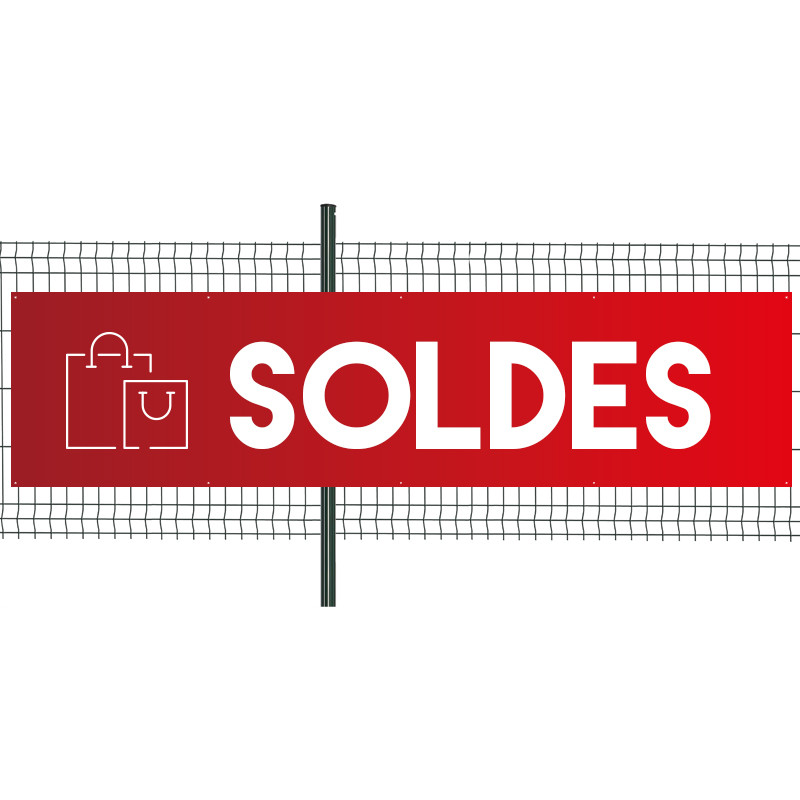 Banderole Prête à imprimer "Soldes" (fixation oeillets) 100x400 cm - Modèle 2 MACAP
